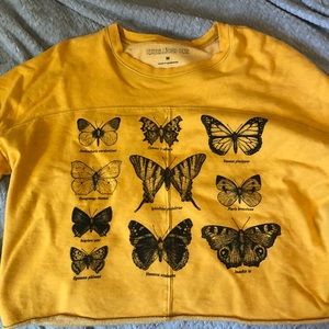 Yellow butterfly cropped sweater